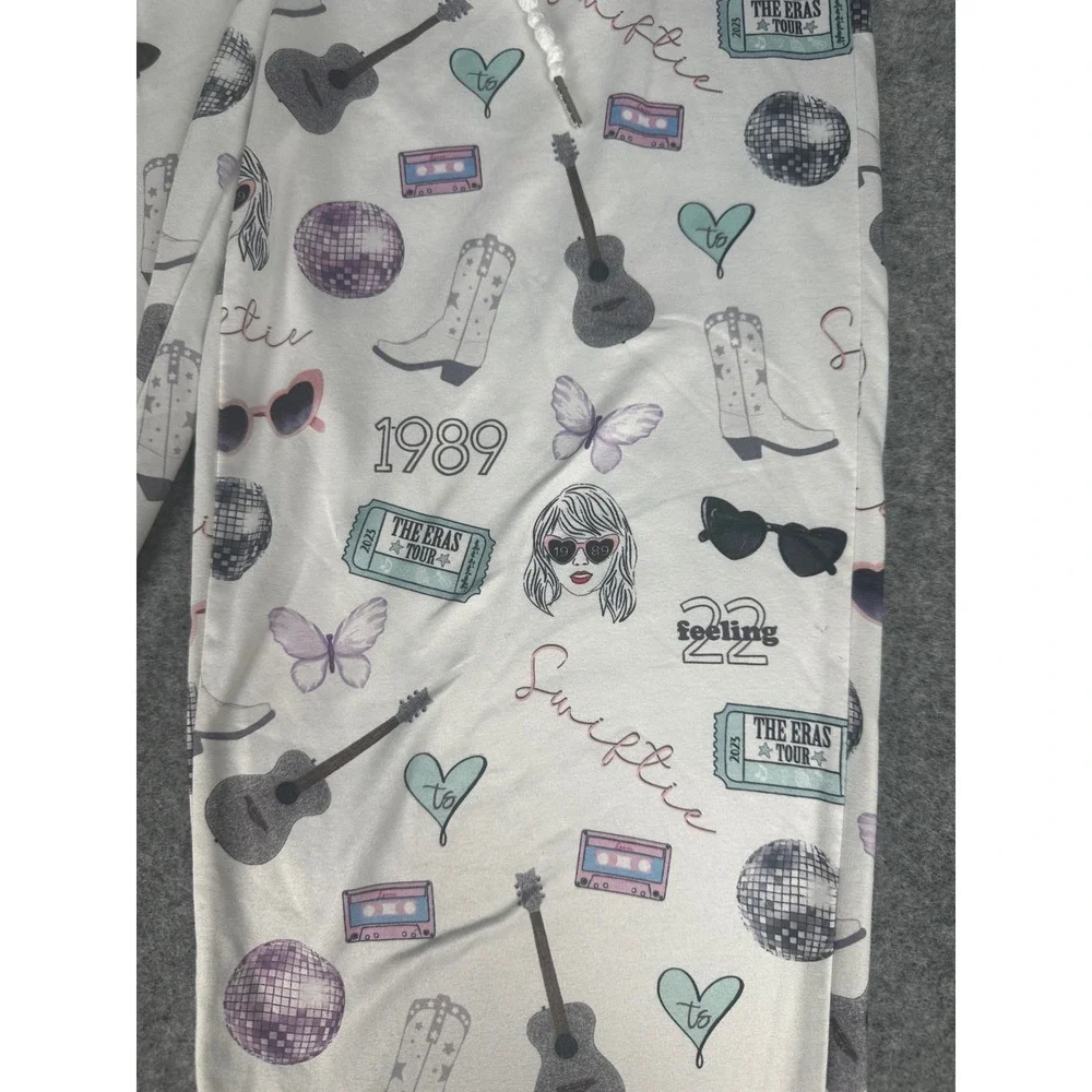 Swiftie Eras‎ Tour Pajama Pants Women Small Disco Boot Guitar Butterfly Print